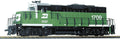 EMD GP9M - Standard DC -- Burlington Northern #1709 (green, white)