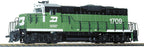 EMD GP9M - Standard DC -- Burlington Northern #1709 (green, white)