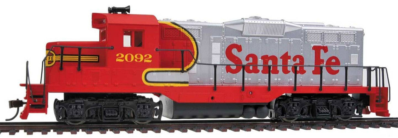 EMD GP9M - Standard DC -- Santa Fe #2092 (Warbonnet; red, silver)