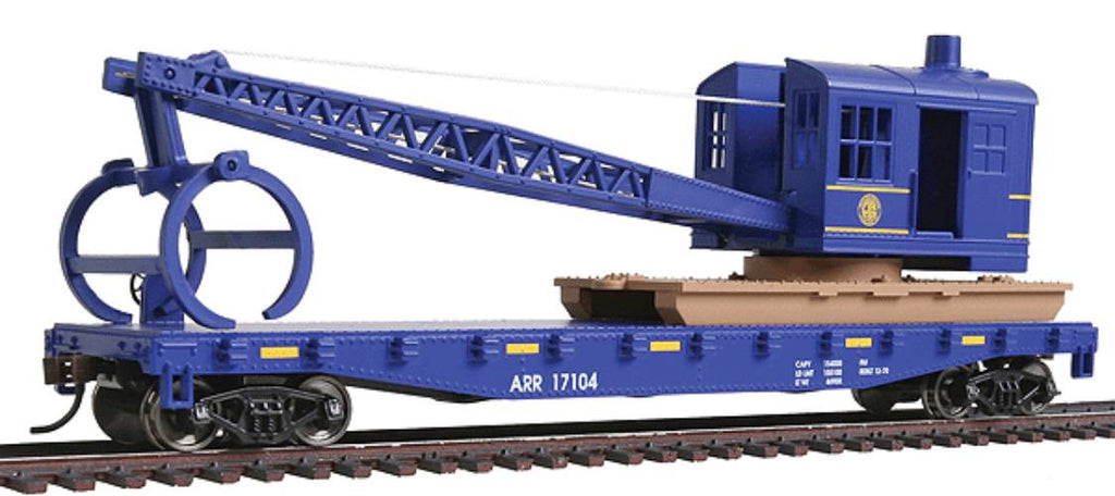 Flatcar with Logging Crane - Ready to Run -- Alaska Railroad (blue)