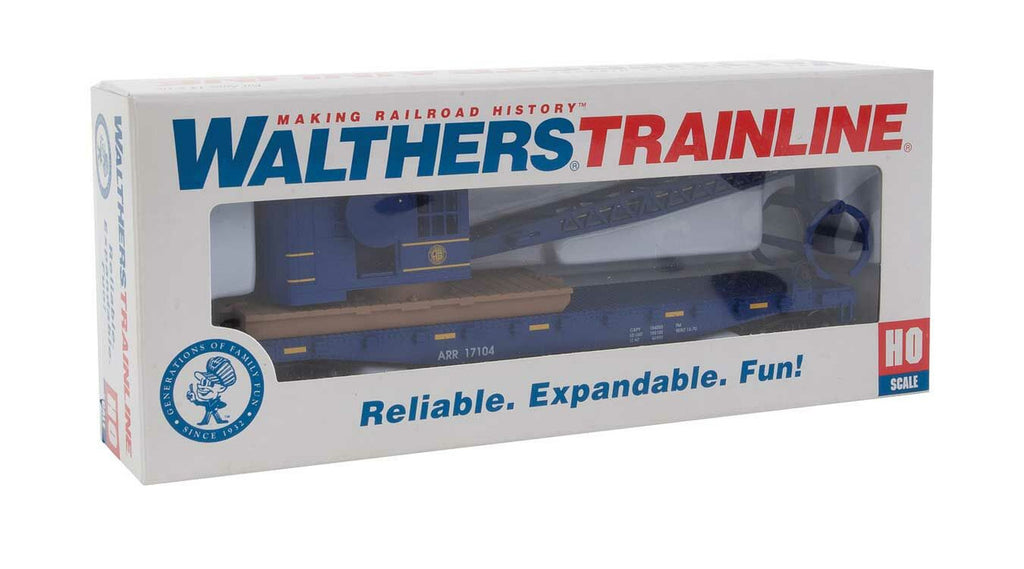 Flatcar with Logging Crane - Ready to Run -- Alaska Railroad (blue)