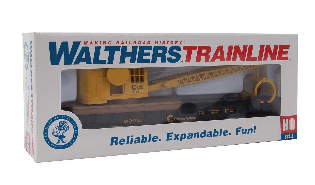 Flatcar with Logging Crane - Ready to Run -- Chessie System-B&O (blue, yellow)