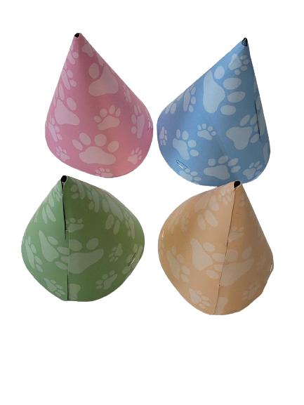 Pet Party Paw Print Assorted Color Party Hats (8ct)