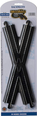  Bachmann Trains - Snap-Fit E-Z TRACK 30 DEGREE CROSSING (1/card - STEEL ALLOY Rail With Black Roadbed - HO Scale Medium