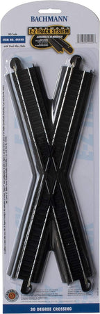  Bachmann Trains - Snap-Fit E-Z TRACK 30 DEGREE CROSSING (1/card - STEEL ALLOY Rail With Black Roadbed - HO Scale Medium