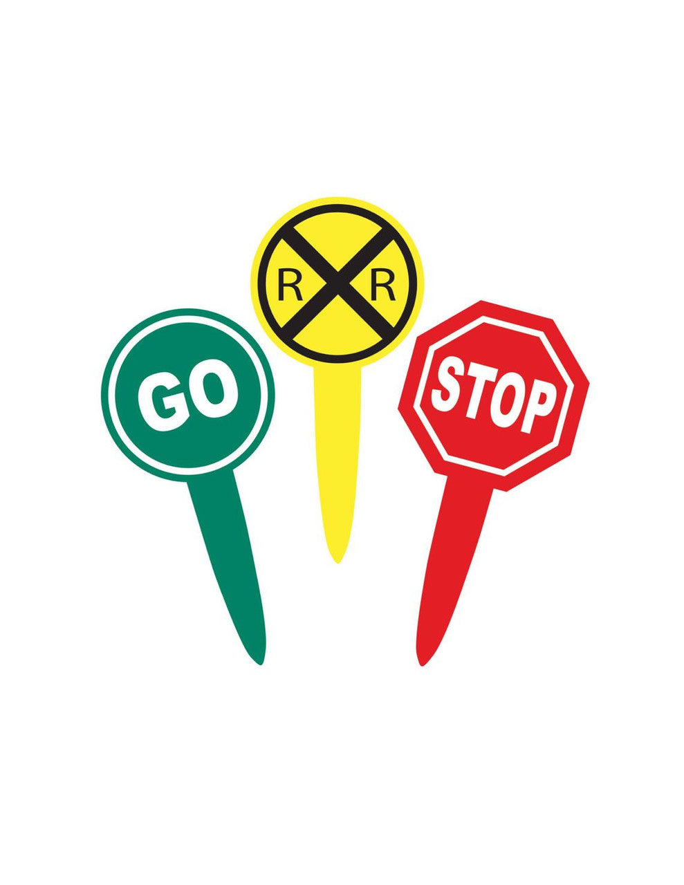 Railroad Crossing STOP- GO- Cupcake Picks (24ct)
