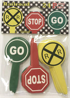 Railroad Crossing STOP- GO- Cupcake Picks (24ct)