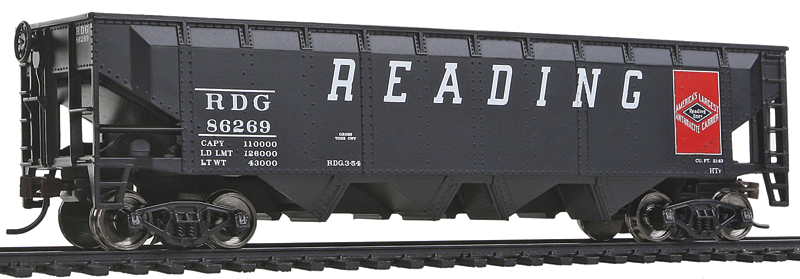Offset Hopper - Ready to Run -- Reading (black, red; Large Lettering, Anthracite Logo)