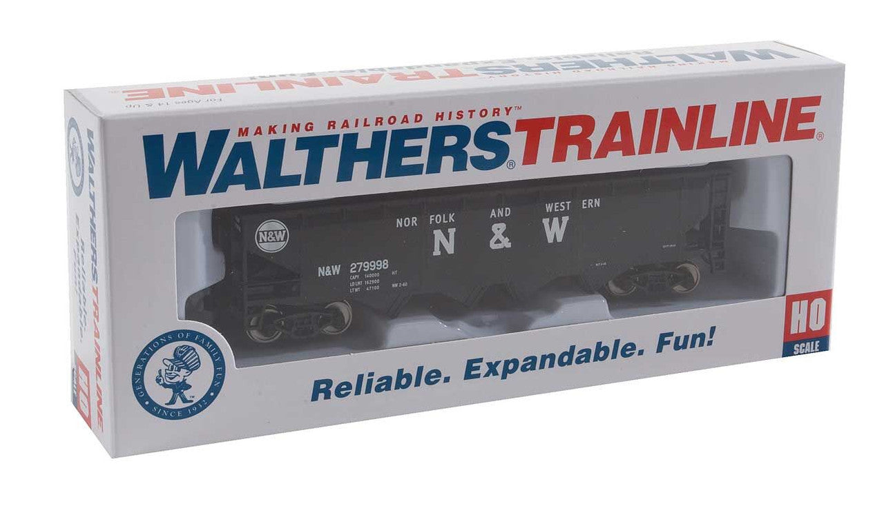 Offset Quad Hopper - Ready To Run -- Norfolk & Western (black; Block N&W, Hamburger Logo)