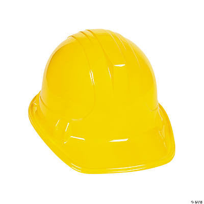  Yellow Plastic Construction Hats 12ct