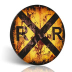 Vintage Round Railroad  Metal Sign
