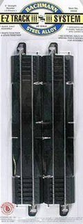 Straight Track w/Steel Rail & Black Roadbed - E-Z Track(R) -- 9" Rerailer pkg(2)