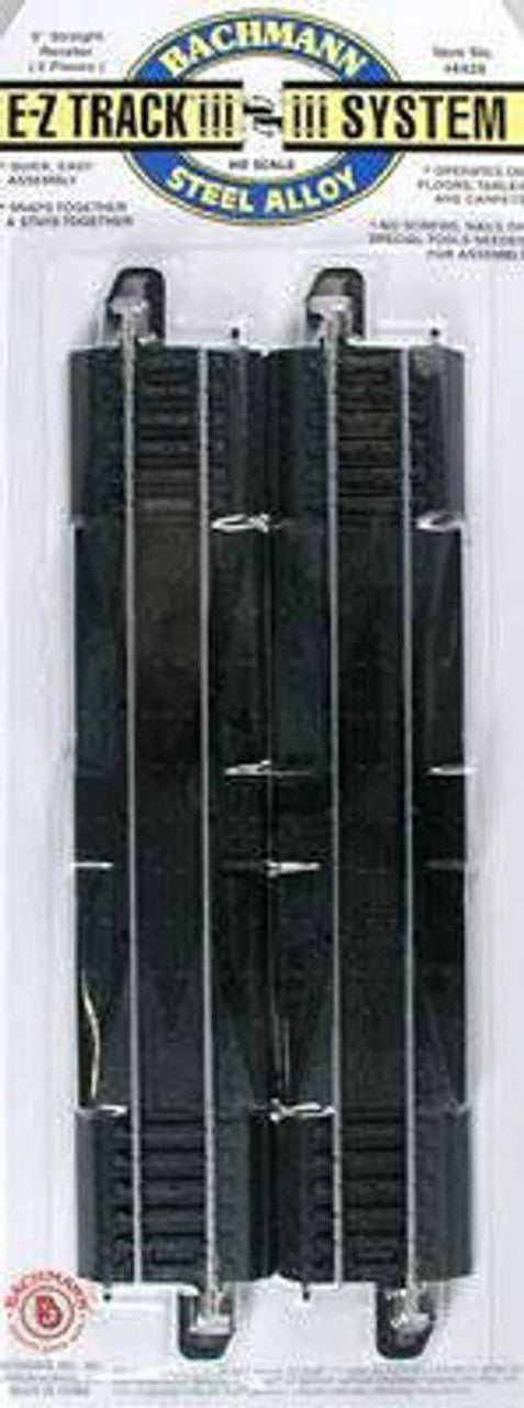 Straight Track w/Steel Rail & Black Roadbed - E-Z Track(R) -- 9" Rerailer pkg(2)