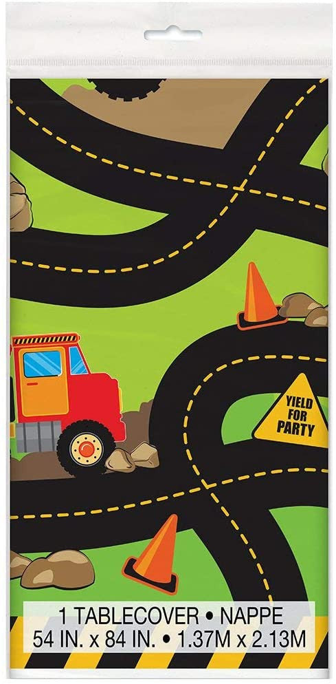 Construction Truck  Plastic Tablecloth (84" x 54 ")