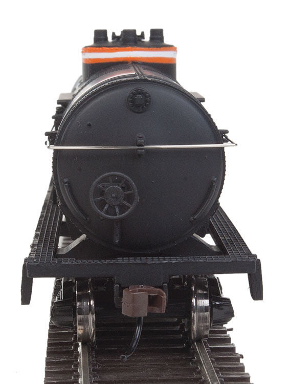Tank Car - Ready to Run -- Atchison, Topeka & Santa Fe #98016 (black, Orange & White Stripes)