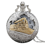 Silver/Gold Steam Locomotive Pocket Watch