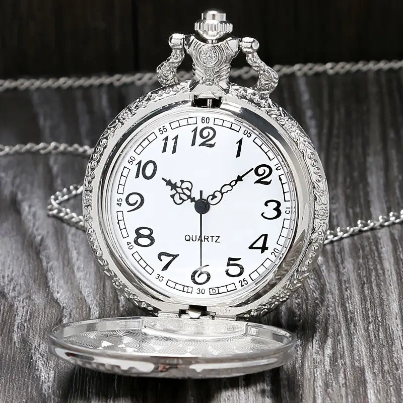 Silver/Gold Steam Locomotive Pocket Watch