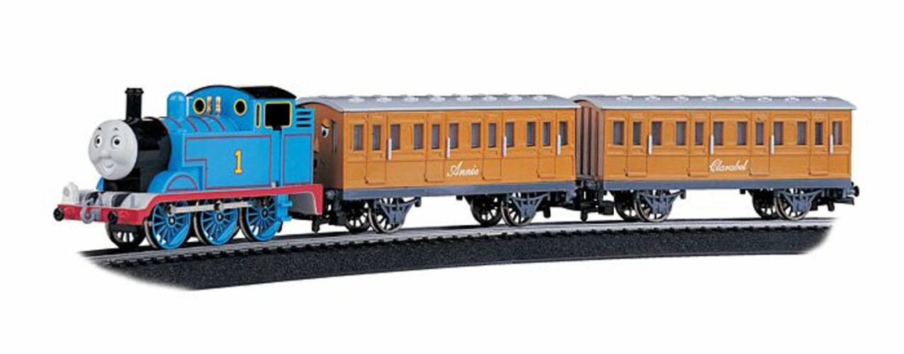 Thomas & Friends(TM) -- Thomas the Tank Engine with Annie & Clarabel Train Set (blue, red, gold)