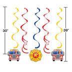 Fire Truck Swirl Decorations 30 per case