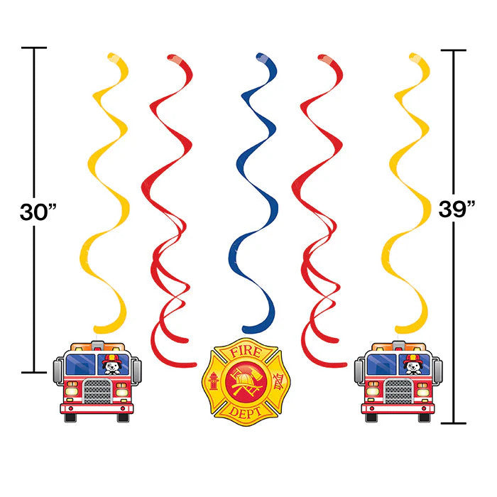 Fire Truck Swirl Decorations 30 per case